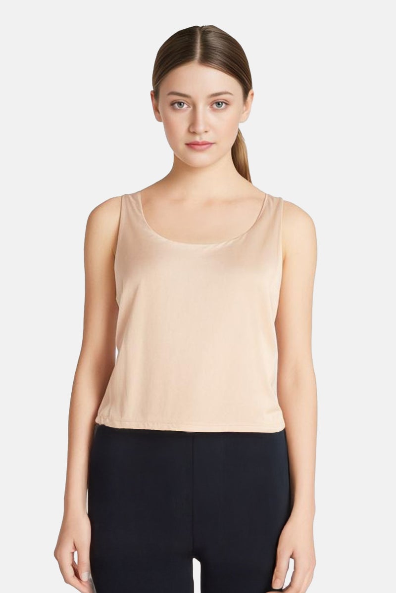 Adidas Women Plus Size Sleeveless Training Tank Top, Tan - Image 1