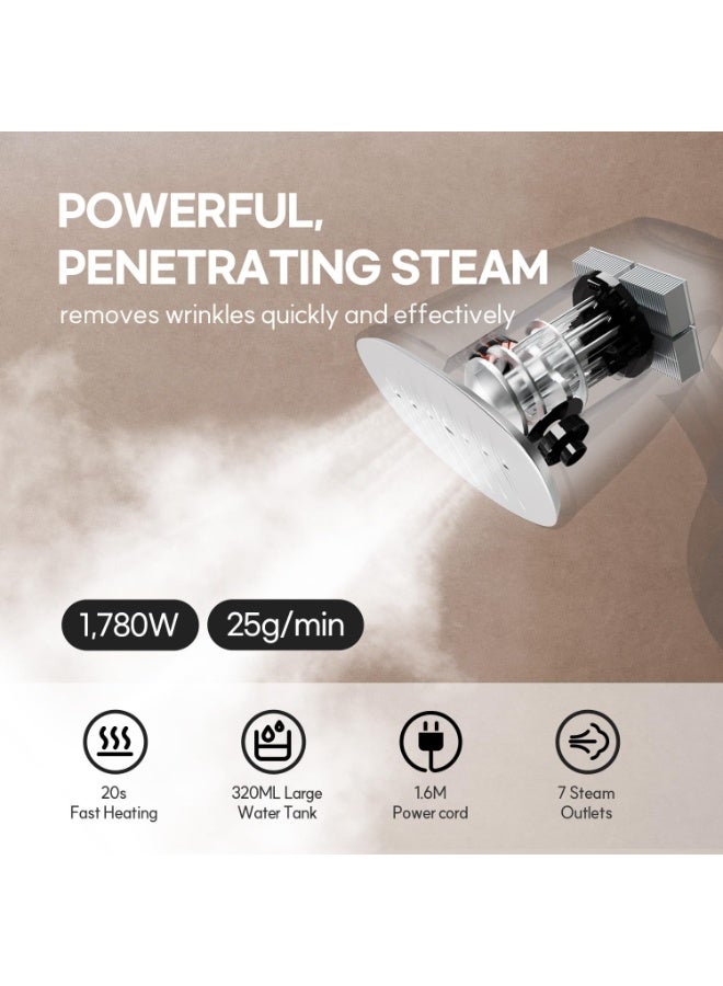 Walpck Handheld Garment Steamer for Clothes - TurboSteam 1500W, 3 Steam Levels, 320ml Big Capacity, Strong Penetrating Steam, 20s Fast Heat-up, Steam Iron Fabric Wrinkle Remover with Brush - Image 2