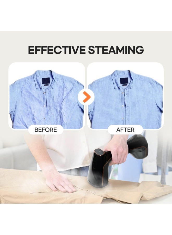 Walpck Handheld Garment Steamer for Clothes - TurboSteam 1500W, 3 Steam Levels, 320ml Big Capacity, Strong Penetrating Steam, 20s Fast Heat-up, Steam Iron Fabric Wrinkle Remover with Brush - Image 3
