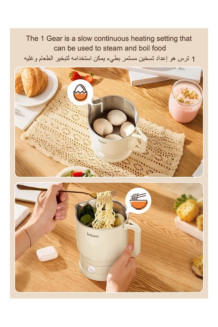 Kawu Foldable Travel Electric Kettle Small Water Boiler, 800ml Portable Tea Kettle Mini Crock Pot Electric Teapot with Auto Shut Off for Travel, Camping, RV, Home (316 Stainless Steel Liner) - Image 4