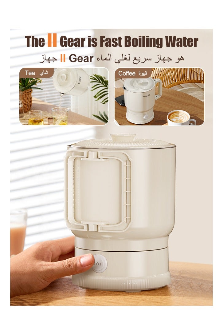 Kawu Foldable Travel Electric Kettle Small Water Boiler, 800ml Portable Tea Kettle Mini Crock Pot Electric Teapot with Auto Shut Off for Travel, Camping, RV, Home (316 Stainless Steel Liner) - Image 5