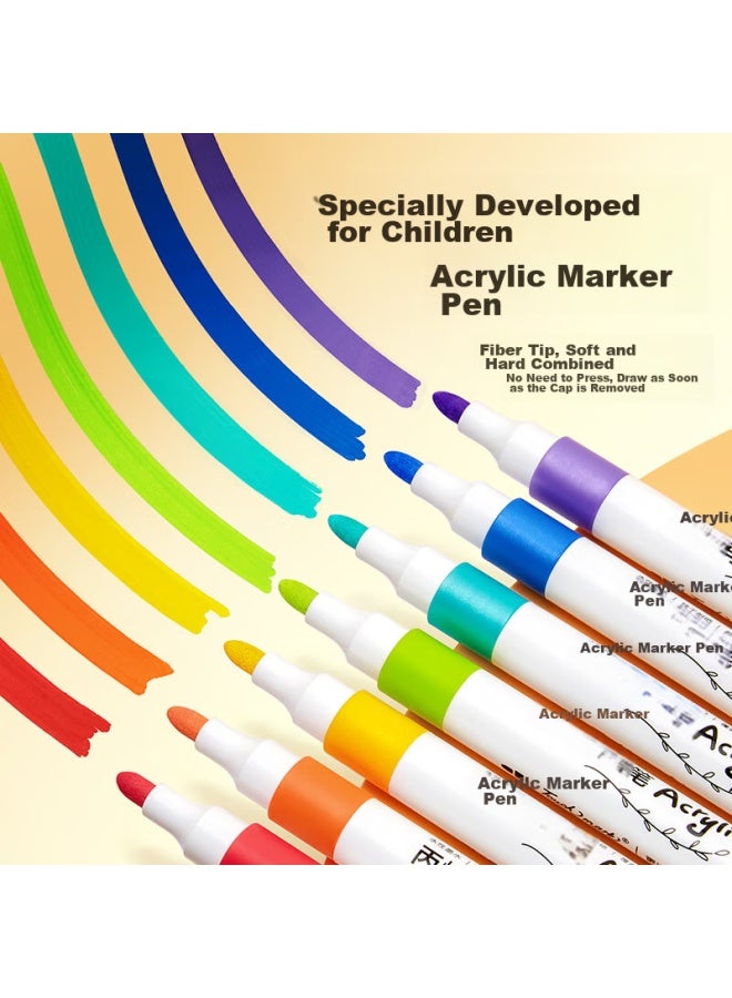 Touch Mark Acrylic Markers, 24 Colors, Water-based Paint Pens, Watercolor Pens, No-press, Waterproof, Quick-drying, Graffiti, Diy Acrylic Paint, Painting Brushes, Student And Children's Gift - Image 5