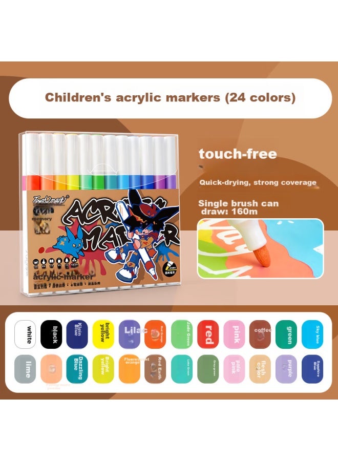 Touch Mark Acrylic Markers, 24 Colors, Water-based Paint Pens, Watercolor Pens, No-press, Waterproof, Quick-drying, Graffiti, Diy Acrylic Paint, Painting Brushes, Student And Children's Gift - Image 3