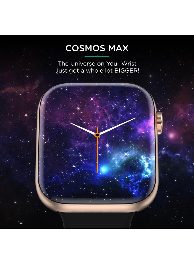 بيبل Cosmos Max 1.81" Smartwatch for Men and Women, Largest Display, Bluetooth Calling, 100+ Sports Modes, HR & SpO2 Monitoring, Built-In Games, Voice Assistant - Midnight Gold