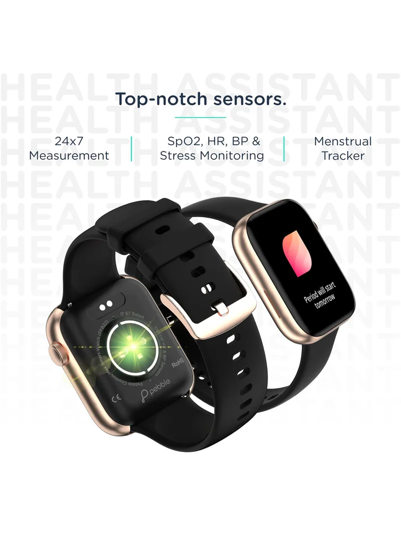 بيبل Cosmos Max 1.81" Smartwatch for Men and Women, Largest Display, Bluetooth Calling, 100+ Sports Modes, HR & SpO2 Monitoring, Built-In Games, Voice Assistant - Midnight Gold