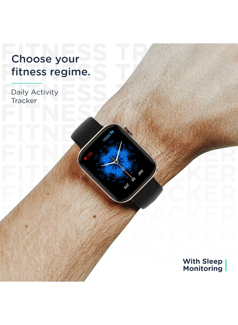 بيبل Cosmos Max 1.81" Smartwatch for Men and Women, Largest Display, Bluetooth Calling, 100+ Sports Modes, HR & SpO2 Monitoring, Built-In Games, Voice Assistant - Midnight Gold