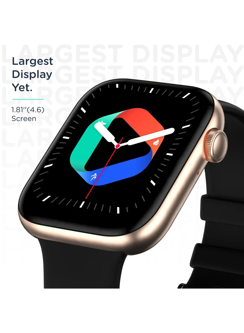 بيبل Cosmos Max 1.81" Smartwatch for Men and Women, Largest Display, Bluetooth Calling, 100+ Sports Modes, HR & SpO2 Monitoring, Built-In Games, Voice Assistant - Midnight Gold