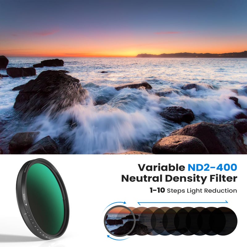 Akanabi 67mm Variable ND2-400 Filter for Phone/DSLR, HD Adjustable Neutral Density Filter with Universal Clip,Adapter Ring, Lens Attachment for iPhone 16 15 14 13 12 Samsung Pixel and Other Smartphones/Camera - Image 2