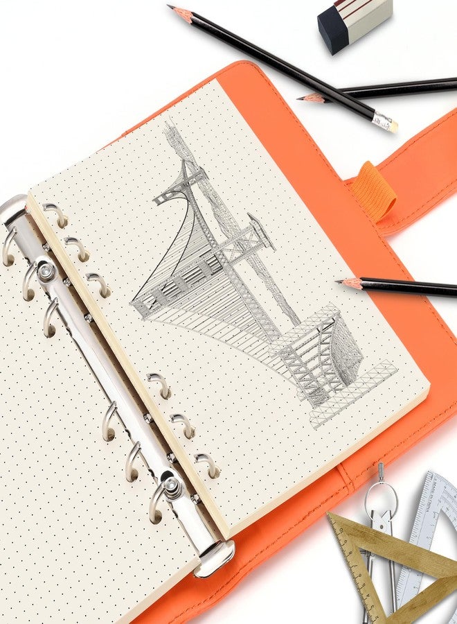 Imslery A6 6-Hole Beige Loose-leaf Paper - 1 Pack (80 Sheets, 100 GSM) - Dotted Line, Refill for Notebook and Planner, Ideal for Note, Journal, Schedule, Fits A6 6-Ring Binder,Double-sided writing - Image 4