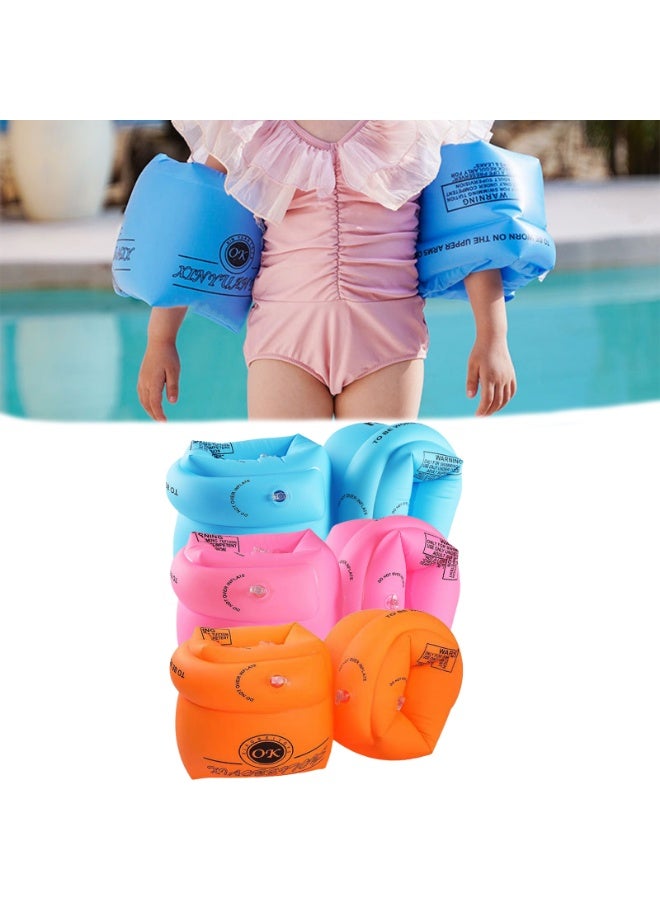 6 Pieces PVC Swimming Arm Float Rings,Arm Floaties Inflatable Float Swim Arm Bands Water Floater Sleeves for Swimming  - Image 1