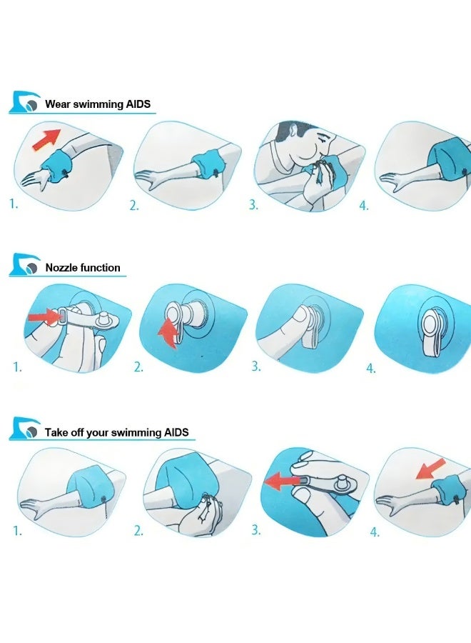 6 Pieces PVC Swimming Arm Float Rings,Arm Floaties Inflatable Float Swim Arm Bands Water Floater Sleeves for Swimming  - Image 2