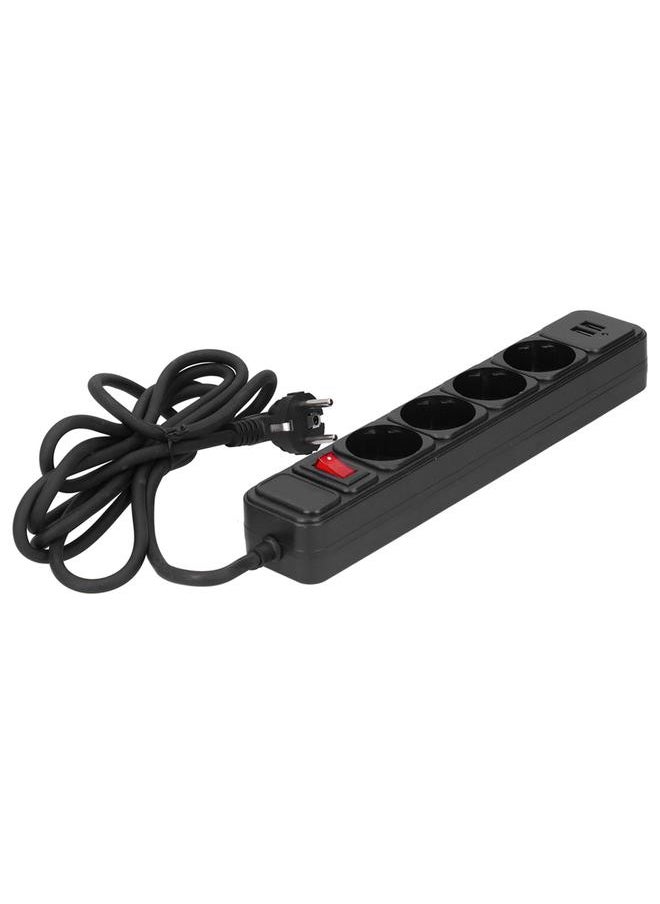 Thoraya - Power Strip 4 Outlets 2 USB Charging Port Overload Protection Power Socket 10A - Image 1