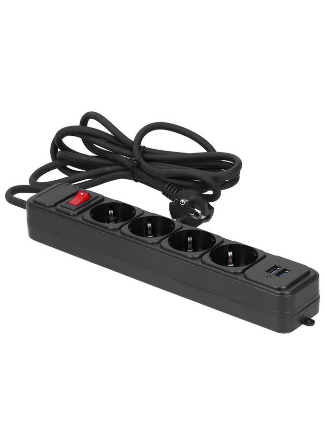 Thoraya - Power Strip 4 Outlets 2 USB Charging Port Overload Protection Power Socket 10A - Image 1