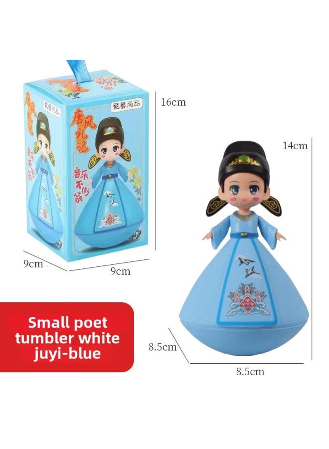 Datang Tumbler Little Sister Creative Xi'an Tourism Creative Doll Doll Toy Ornaments Gift-Color:Small Poetry White Juyi Blue - Image 1