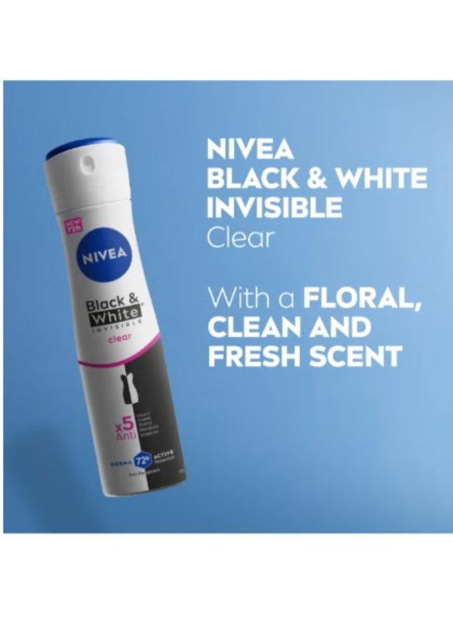 نيفيا بخاخ مزيل عرق مضاد للتعرق NIVEA Black & White Invisible Original للنساء 150 مل عبوة من 2 – حماية حتى 72 ساعة ضد التعرق والروائح - Image 3