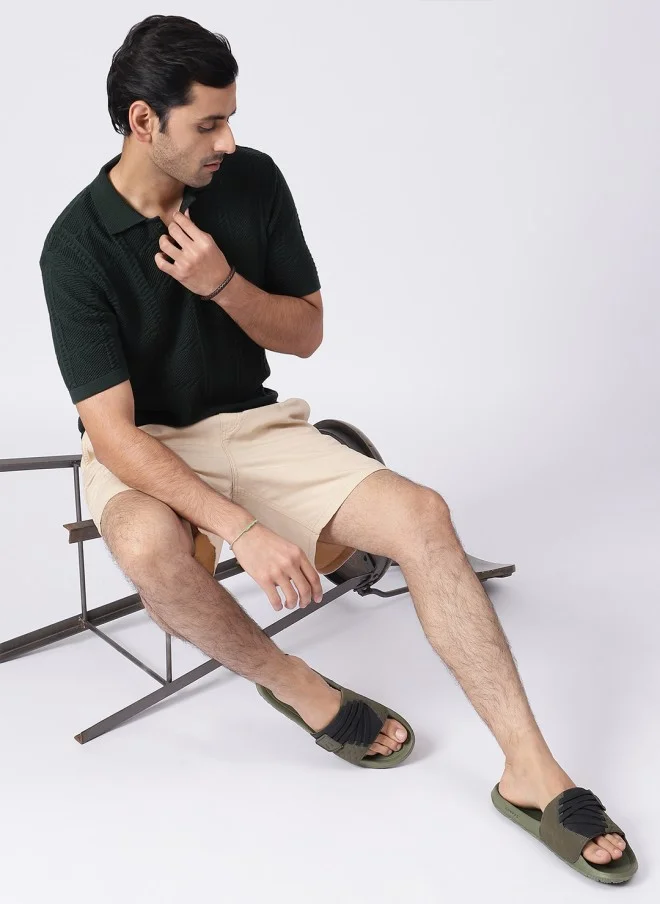 CHUPPS Olive Green Cross Powergrip Sliders for Men