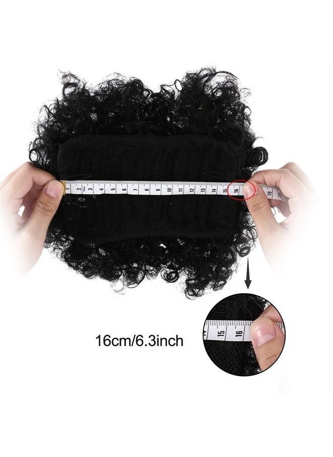 WILLBOND - 2 Pieces Afro Puff Drawstring Ponytail Synthetic Short Curly Hair Afro Bun Extension Afro Chignon Hairpieces Wig Updo Hair Extensions (Black) - Image 1