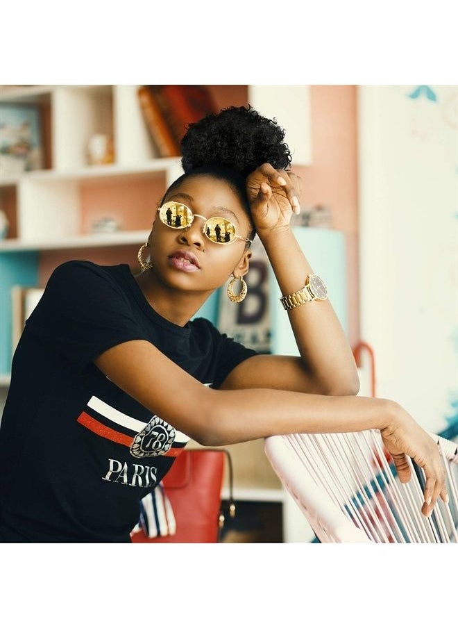 WILLBOND - 2 Pieces Afro Puff Drawstring Ponytail Synthetic Short Curly Hair Afro Bun Extension Afro Chignon Hairpieces Wig Updo Hair Extensions (Black) - Image 1