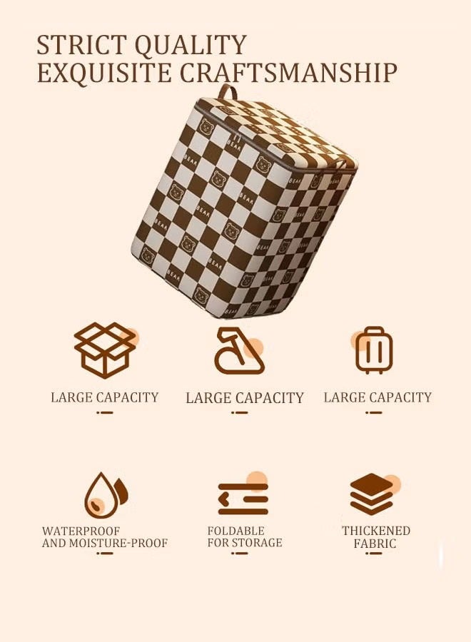 Bear 180l Large Capacity Clothes Storage Bag Moving Packing Bag Portable Storage Box Waterproof And Moisture-Proof Non-Woven Fabric Storage Bag With Durable Handle Zipper For Clothing Blanket Bed Sheets Pillows And Toys Brown - Image 5