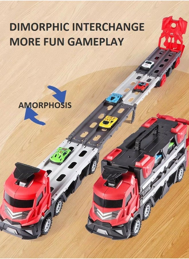 Quivlox - Toddler Toys for 3 4 5 6 Years Old Boys, With Music Die-Cast Transport Truck Car Toys 48-Inch Race Track for Boys Kids, Toddler Car Toys Track Set for Kids Boys Girls - Image 1