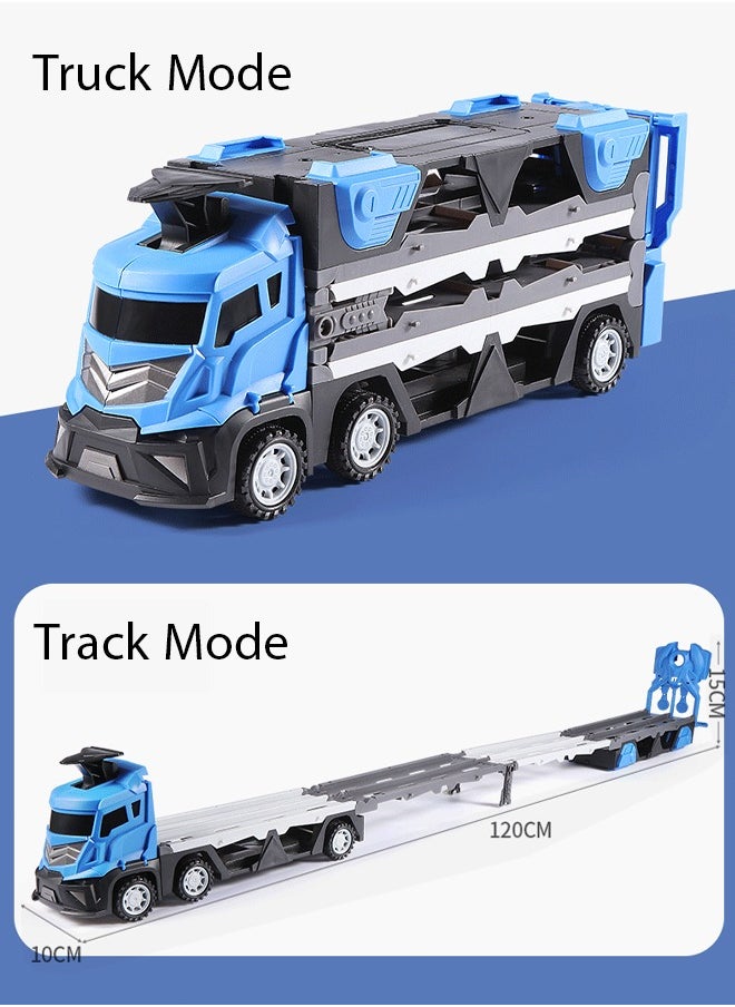 Quivlox - Toddler Toys for 3 4 5 6 Years Old Boys, With Music Die-Cast Transport Truck Car Toys 48-Inch Race Track for Boys Kids, Toddler Car Toys Track Set for Kids Boys Girls - Image 1