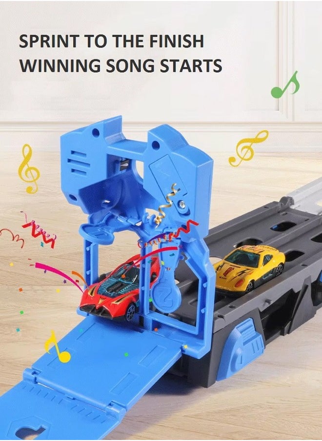 Quivlox - Toddler Toys for 3 4 5 6 Years Old Boys, With Music Die-Cast Transport Truck Car Toys 48-Inch Race Track for Boys Kids, Toddler Car Toys Track Set for Kids Boys Girls - Image 1