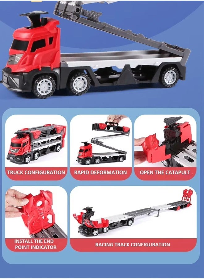 Quivlox - Toddler Toys for 3 4 5 6 Years Old Boys, With Music Die-Cast Transport Truck Car Toys 48-Inch Race Track for Boys Kids, Toddler Car Toys Track Set for Kids Boys Girls - Image 1