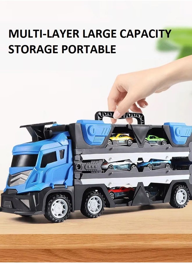 Quivlox - Toddler Toys for 3 4 5 6 Years Old Boys, With Music Die-Cast Transport Truck Car Toys 48-Inch Race Track for Boys Kids, Toddler Car Toys Track Set for Kids Boys Girls - Image 1