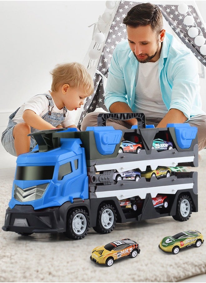 Quivlox - Toddler Toys for 3 4 5 6 Years Old Boys, With Music Die-Cast Transport Truck Car Toys 48-Inch Race Track for Boys Kids, Toddler Car Toys Track Set for Kids Boys Girls - Image 1