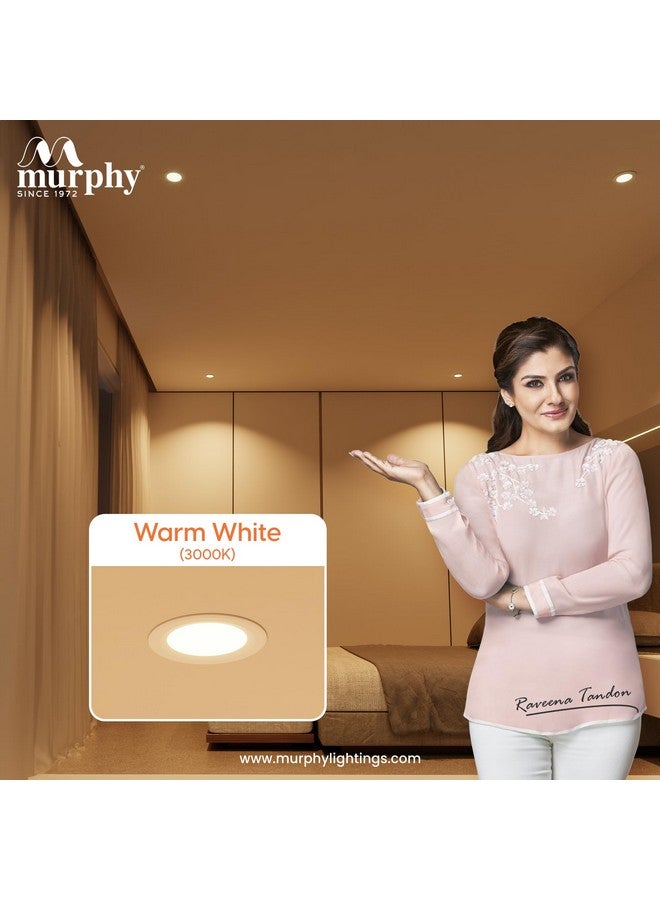 MURPHY Murphy 6W Bright LED Downlight - Warm White, Slim Round Recessed Ceiling Light, 3-Inch Junction Box Compatible, Anti-Glare Diffuser, Energy Efficient (Pack of 8, 2-Year Warranty) - Image 5