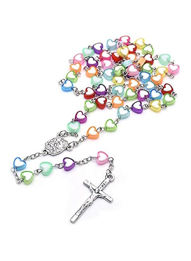 عربست سبحة ملونة من الراتنج الكاثوليكي مصنوعة يدويًا عبارة عن خط عبارة عن عقدة صفيحة مزخرفة. - Image 1