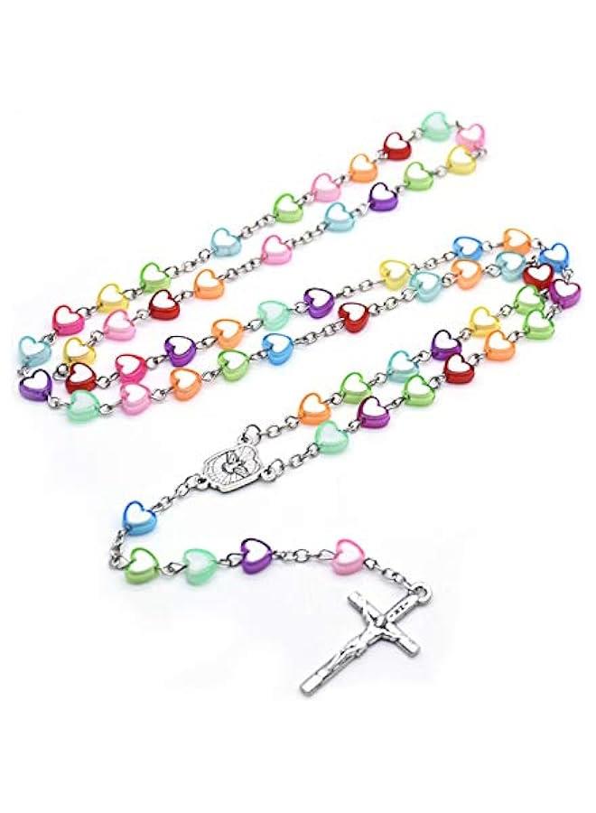 عربست سبحة ملونة من الراتنج الكاثوليكي مصنوعة يدويًا عبارة عن خط عبارة عن عقدة صفيحة مزخرفة. - Image 2