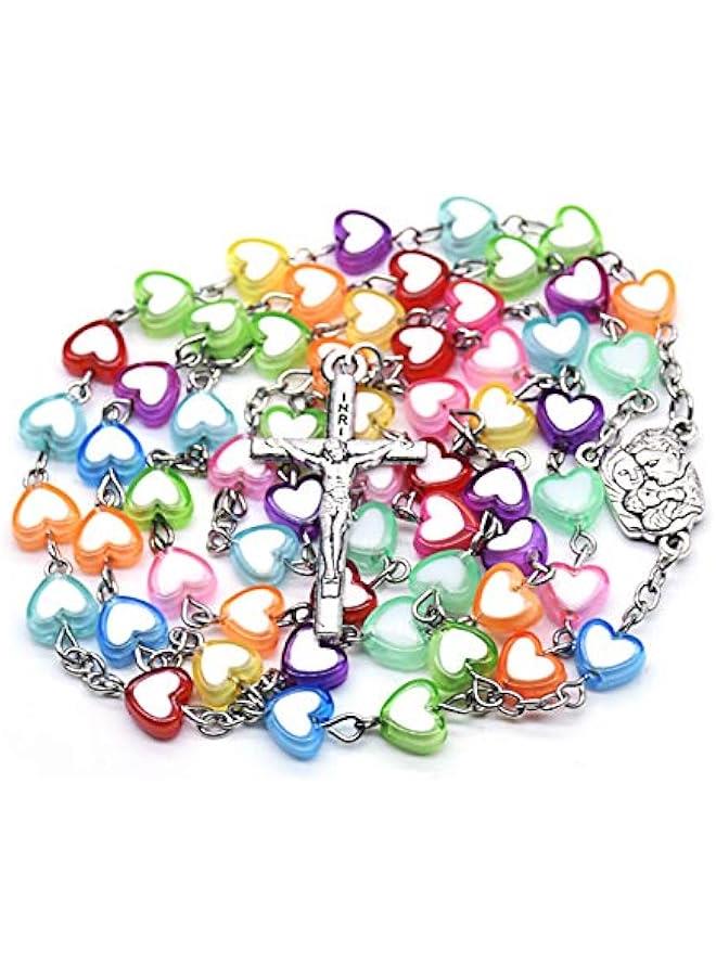 عربست سبحة ملونة من الراتنج الكاثوليكي مصنوعة يدويًا عبارة عن خط عبارة عن عقدة صفيحة مزخرفة. - Image 3