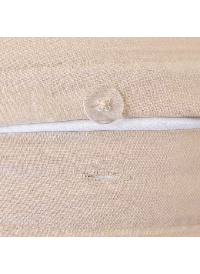 DANUBE HOME Bliss 3 - Pieces Cotton Super King Fitted Set - Beige - 200x200 cm + 35 cm 50x75 cm | 100% Cotton - 144 Thread Count Quilt Cover Comfortable Bedding Cover For Bedroom  - Image 4