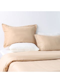 DANUBE HOME Bliss 3 - Pieces Cotton Super King Fitted Set - Beige - 200x200 cm + 35 cm 50x75 cm | 100% Cotton - 144 Thread Count Quilt Cover Comfortable Bedding Cover For Bedroom  - Image 3