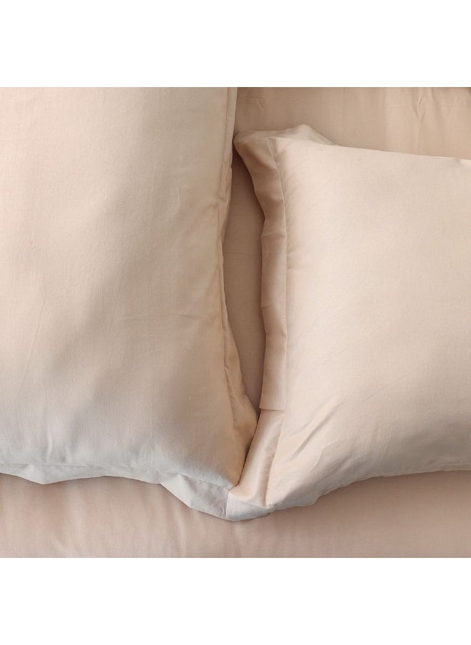 DANUBE HOME Bliss 3 - Pieces Cotton Super King Fitted Set - Beige - 200x200 cm + 35 cm 50x75 cm | 100% Cotton - 144 Thread Count Quilt Cover Comfortable Bedding Cover For Bedroom  - Image 2