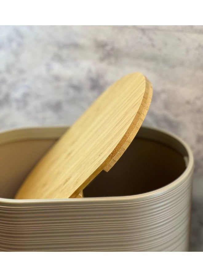 طقم إكسسوارات حمام متكامل باسكت بيضاوي بغطاء خشبي تصميم عصري وأنيق T - Image 2