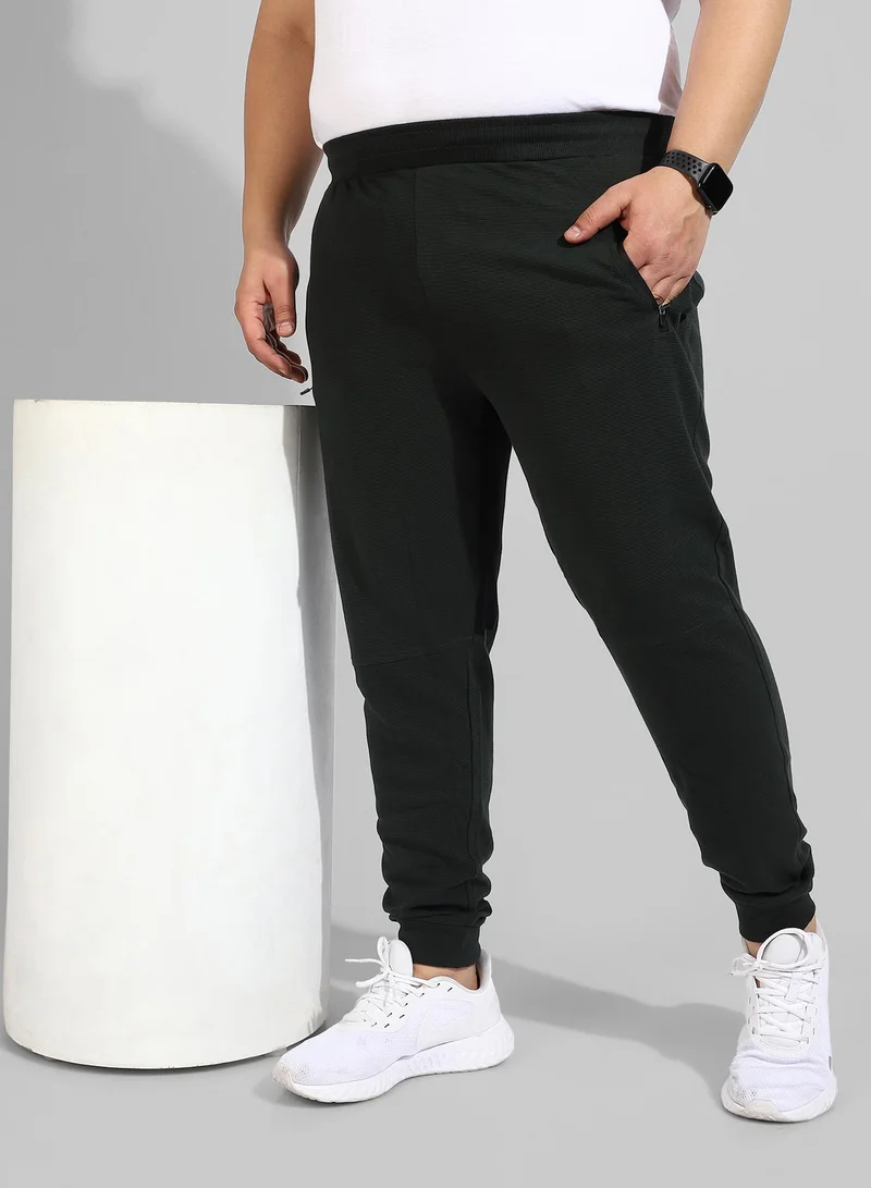 Instafab Plus Men's Cotton Solid Black Regular Fit Trackpants