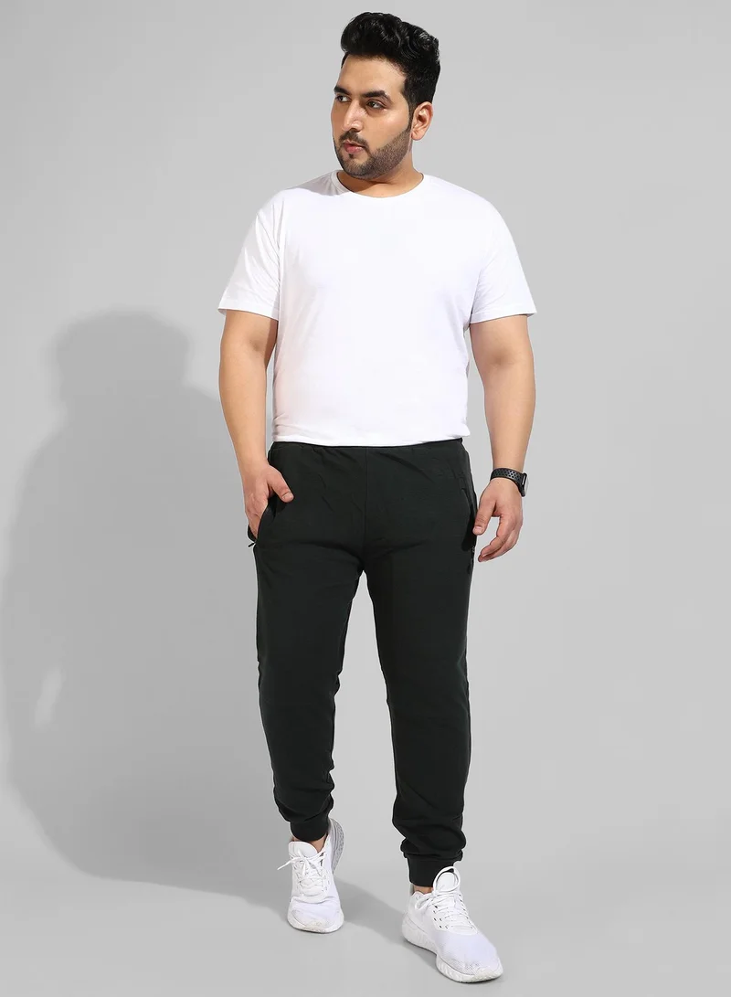 Instafab Plus Men's Cotton Solid Black Regular Fit Trackpants