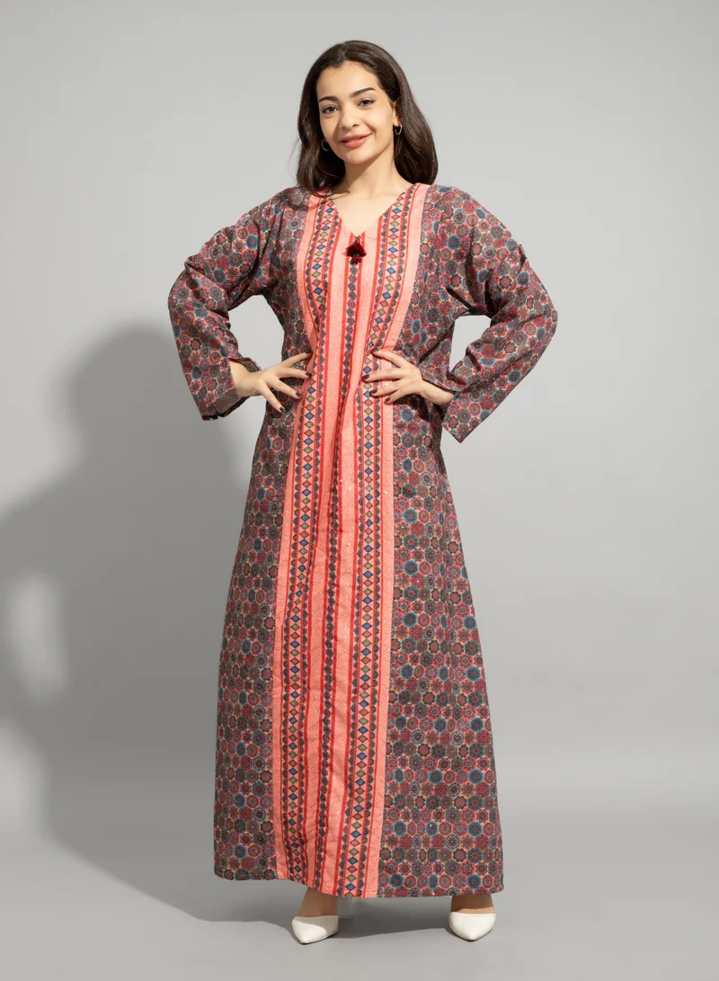 IKKXA Abstract Design Modern Jalabiya IN9217 Multi