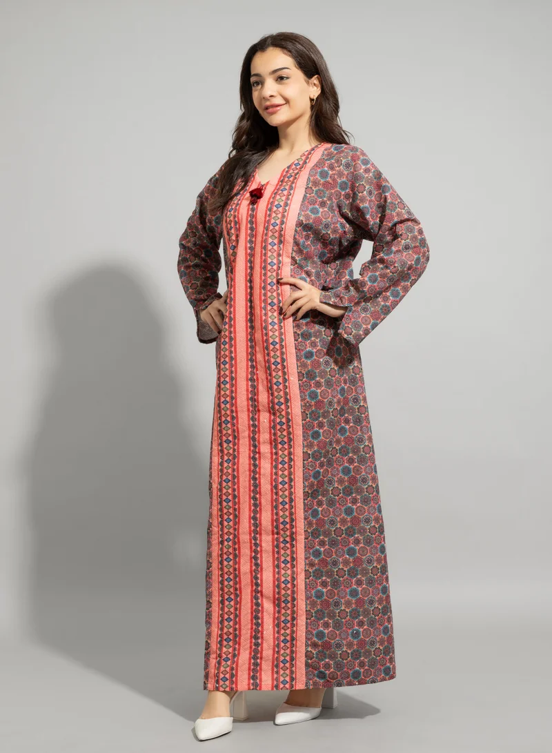 IKKXA Abstract Design Modern Jalabiya IN9217 Multi