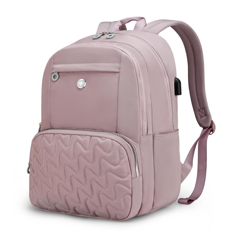 Swissdigital Design Backpack for Women 156 inch Laptop College Pink Medium Simple Modern Backpacks for School with USB Charging Port for Womens Girls SD171182 - Image 2