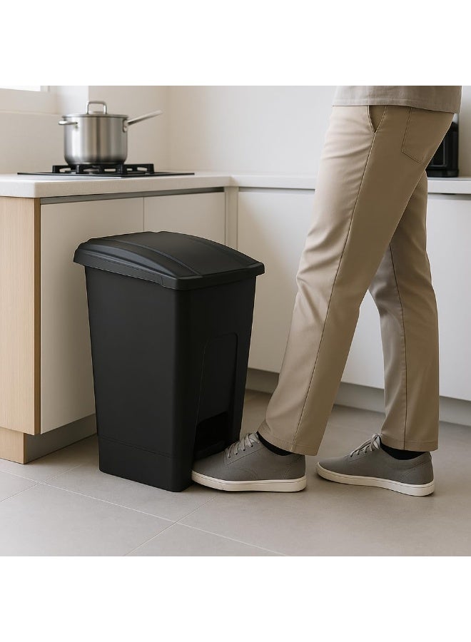 Planet 50 liter Garbage Container, Trash Basket with Foot Pedal & Handel,Hard Plastic Material, use in schools, hospitals, Universities, Malls,Black - Image 2