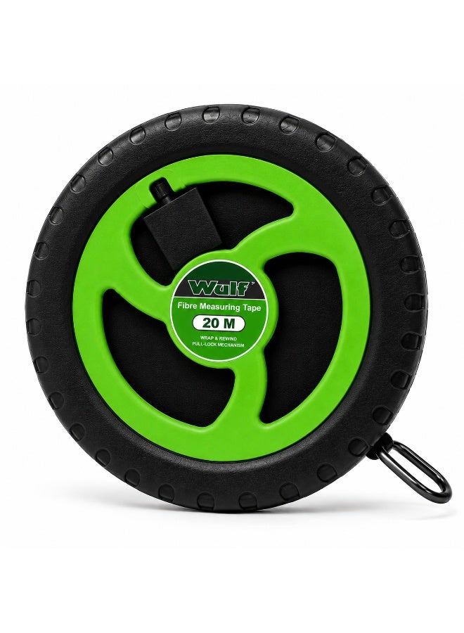 Wulf 20M Fibre Measuring Tape 66ft Heavy Duty Open Reel Tape Measure with Clear Metric and Inch Markings for Construction Surveying Landscaping and DIY Measuring - Image 2