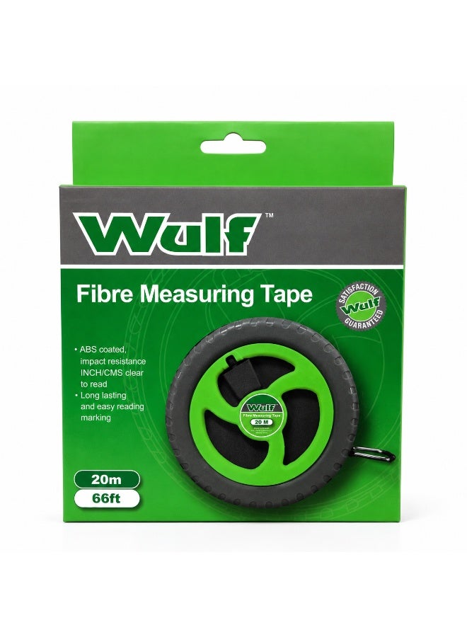 Wulf 20M Fibre Measuring Tape 66ft Heavy Duty Open Reel Tape Measure with Clear Metric and Inch Markings for Construction Surveying Landscaping and DIY Measuring - Image 3