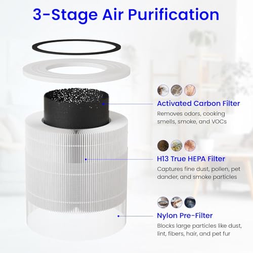 TROO® Replacement Filter Compatible with Levoti Core 300-P / 300S-P Air Purifiers | 3-in-1 True HEPA + Pre-Filter + Activated Carbon | Captures Dust, Pollen, Smoke, Odors & Pet Dander | Pack of 1 - Image 2