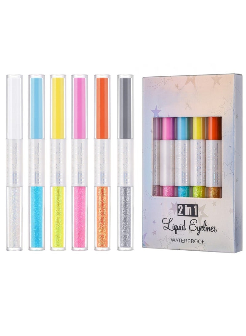 Huitich Double-Headed Colorful Eyeliner Set Ultra-Fine Tip Liquid & Water Pen - Image 1