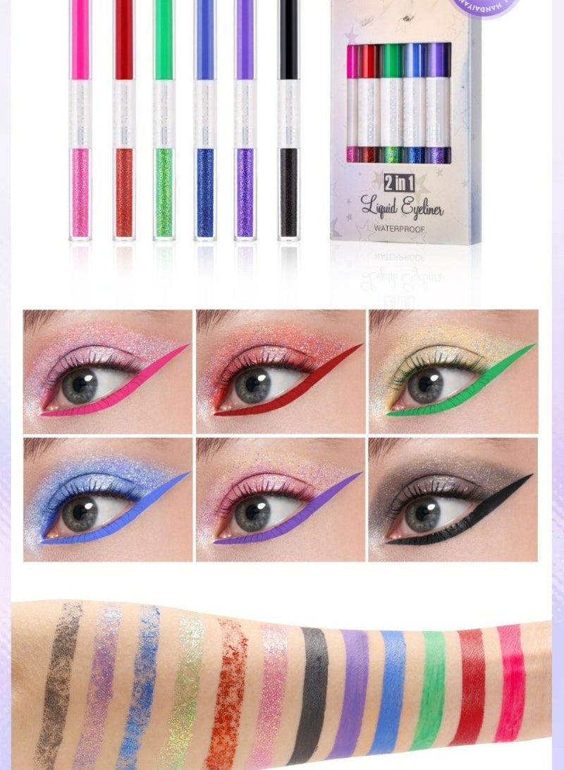 Huitich Double-Headed Colorful Eyeliner Set Ultra-Fine Tip Liquid & Water Pen - Image 2