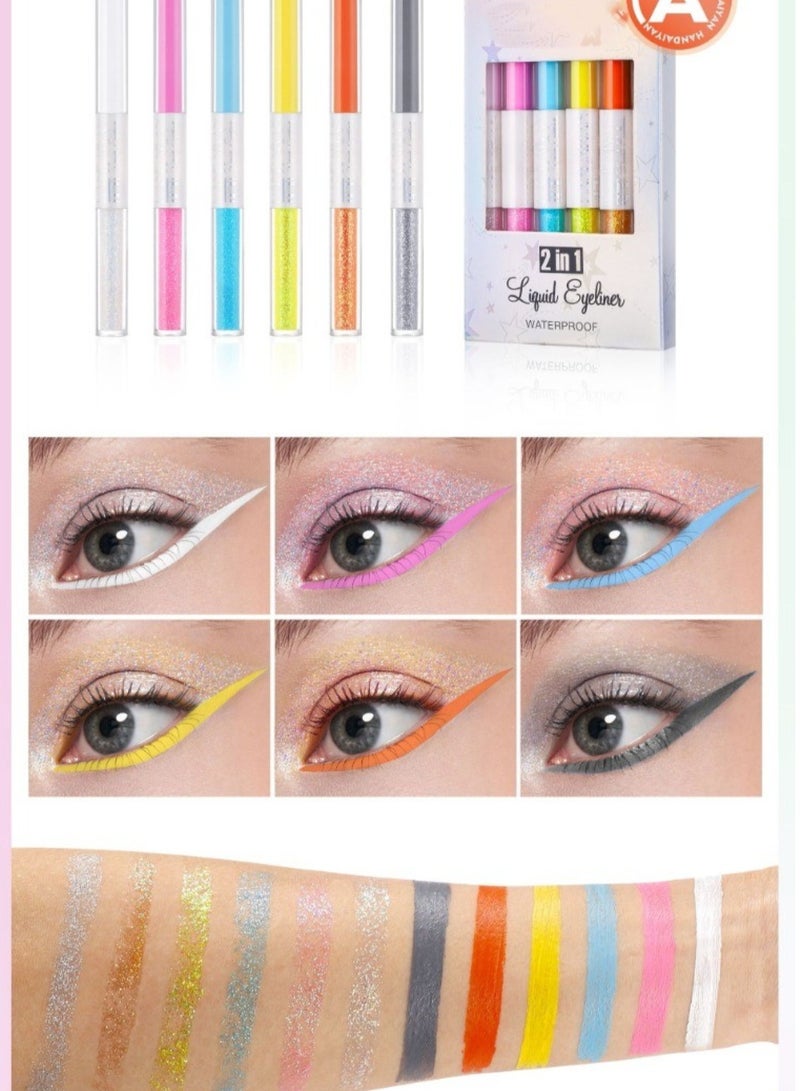 Huitich Double-Headed Colorful Eyeliner Set Ultra-Fine Tip Liquid & Water Pen - Image 3