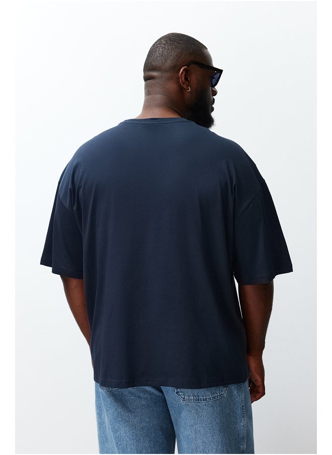 Plus Size Navy Blue Oversize Comfortable Basic 100% Cotton T-Shirt TMNSS23TS00139 - pzsku/Z673BB568D8F37343AD2BZ/45/_/1730941456/dd09d16d-73ef-4cd9-8f2b-d4480df59697